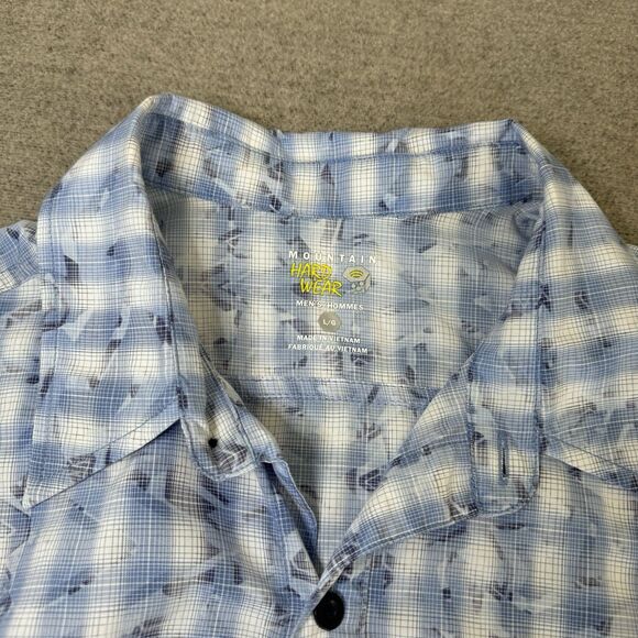 Mountain Hardwear Shirt Men L Blue Button Front Quick Dry Outdoor Active Travel - Picture 4 of 8
